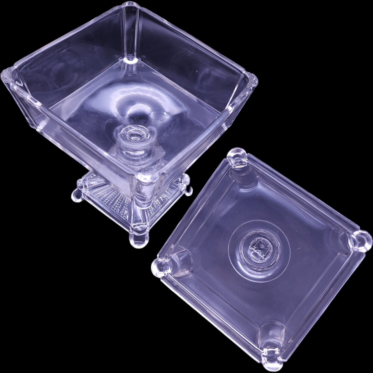 Adams & Co Clear Pressed Glass Ridge Panel Design Adams Post Compote & Lid