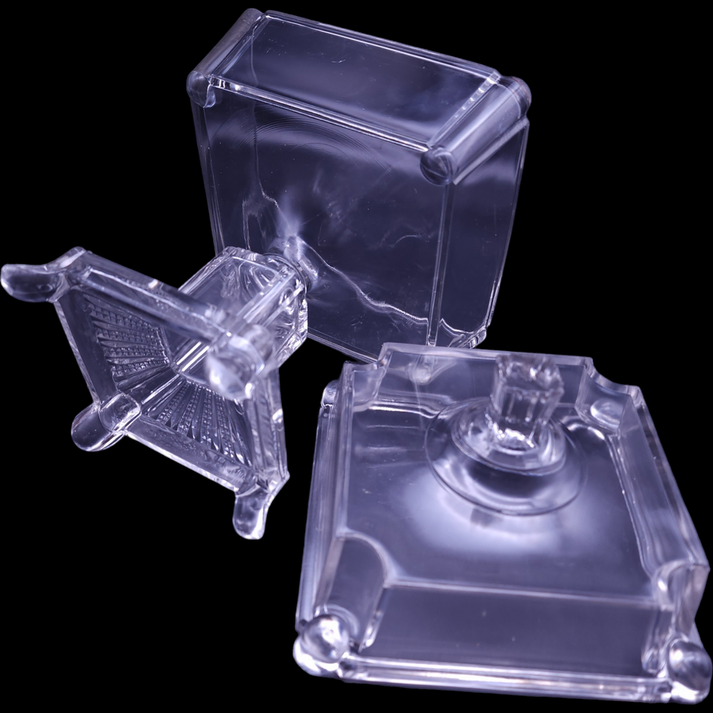 Adams & Co Clear Pressed Glass Ridge Panel Design Adams Post Compote & Lid