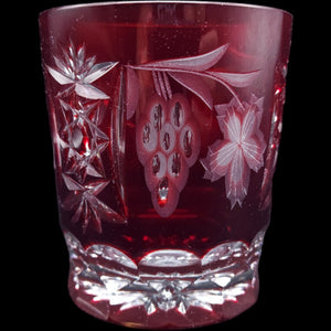 Ajka Crystal Marsala Ruby Red Cut to Clear Double Old Fashioned Glass