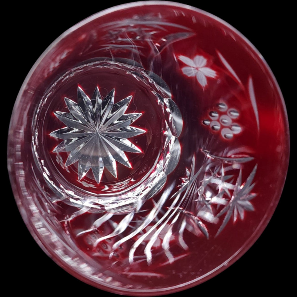 Ajka Crystal Marsala Ruby Red Cut to Clear Double Old Fashioned Glass