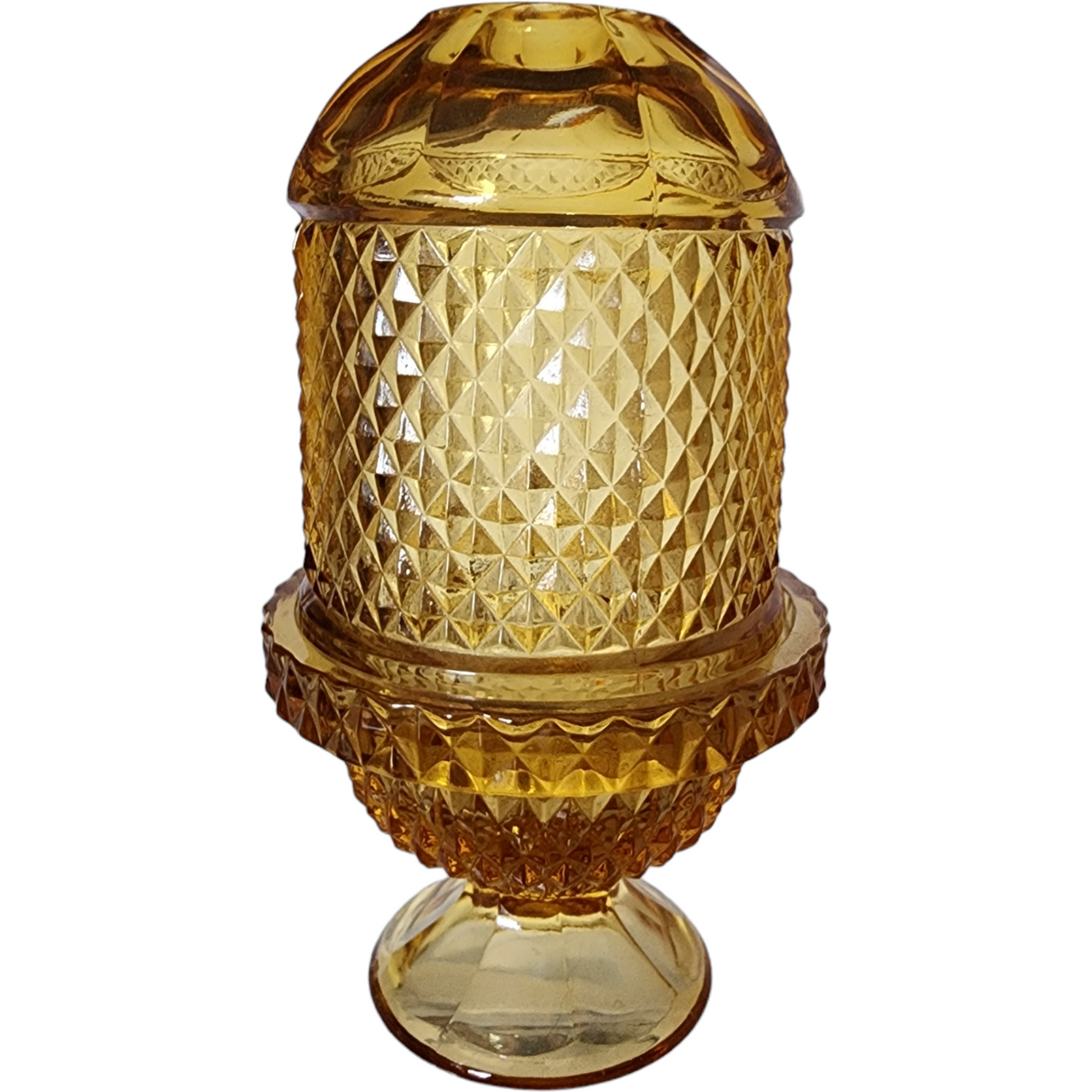Viking Glass Amber Diamond Point Glimmer Fairy Lamp