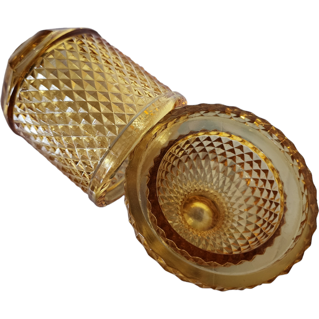 Viking Glass Amber Diamond Point Glimmer Fairy Lamp
