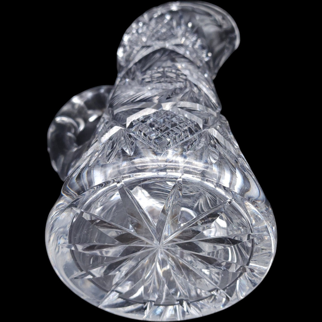 American Brilliant Period Cut Glass Pitcher Pinwheel & Diamond Starburst