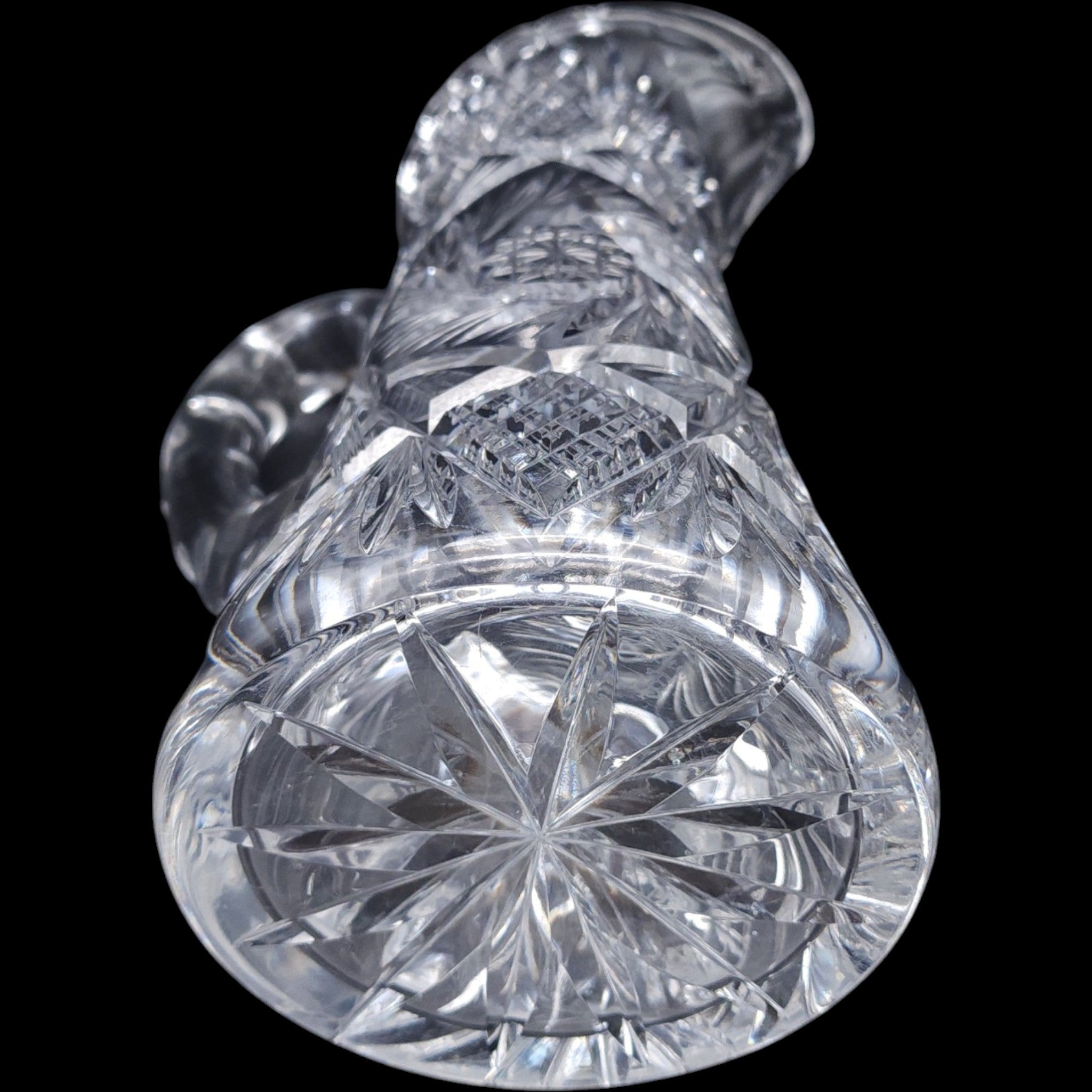 American Brilliant Period Cut Glass Pitcher Pinwheel & Diamond Starburst