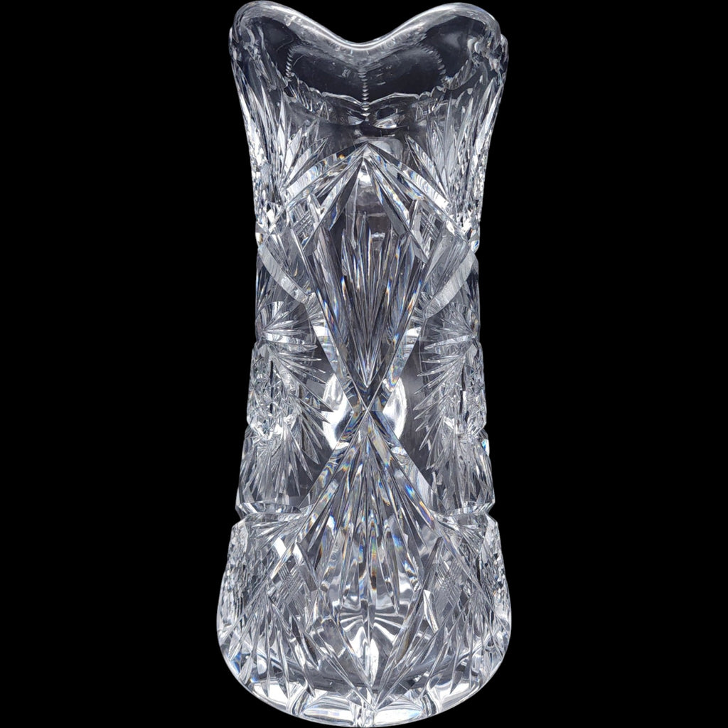 American Brilliant Period Cut Glass Pitcher Pinwheel & Diamond Starburst
