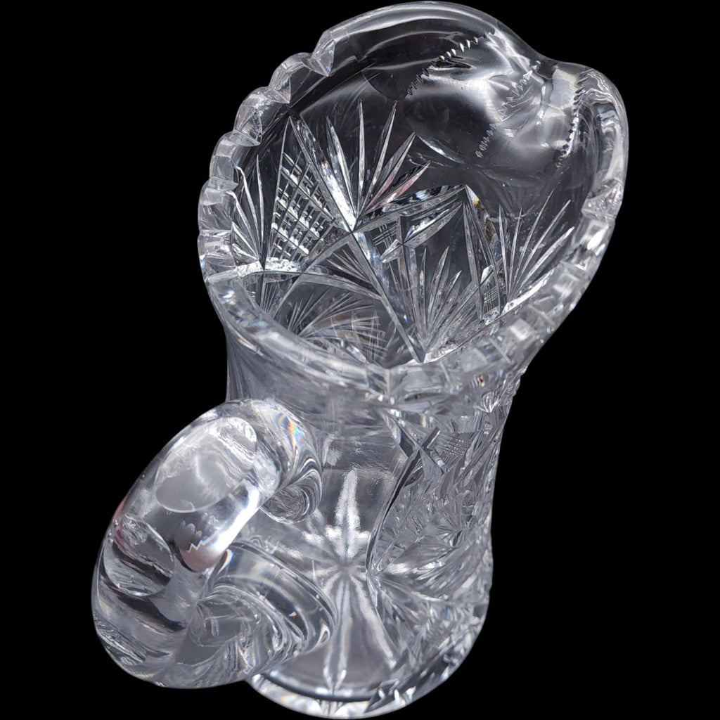 American Brilliant Period Cut Glass Pitcher Pinwheel & Diamond Starburst