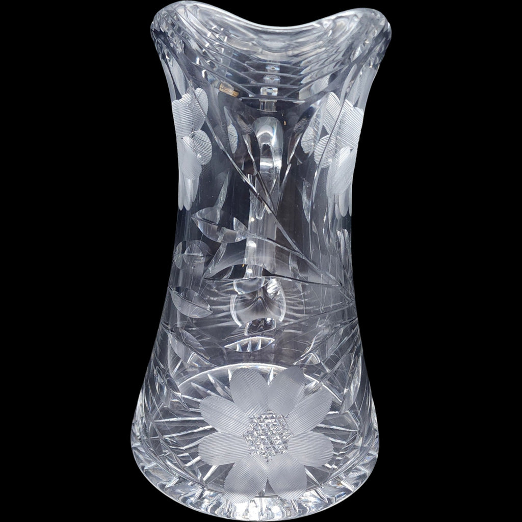 Antique American Brilliant Period Cut Glass Pitcher with Intricate Daisy Motif