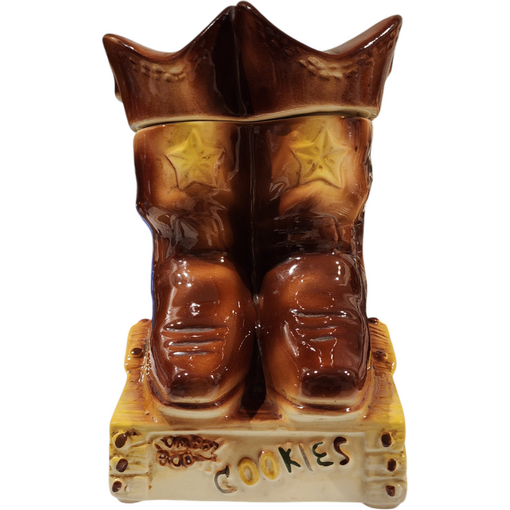 American Bisque Cow Boy Boots Ceramic Cookie Jar
