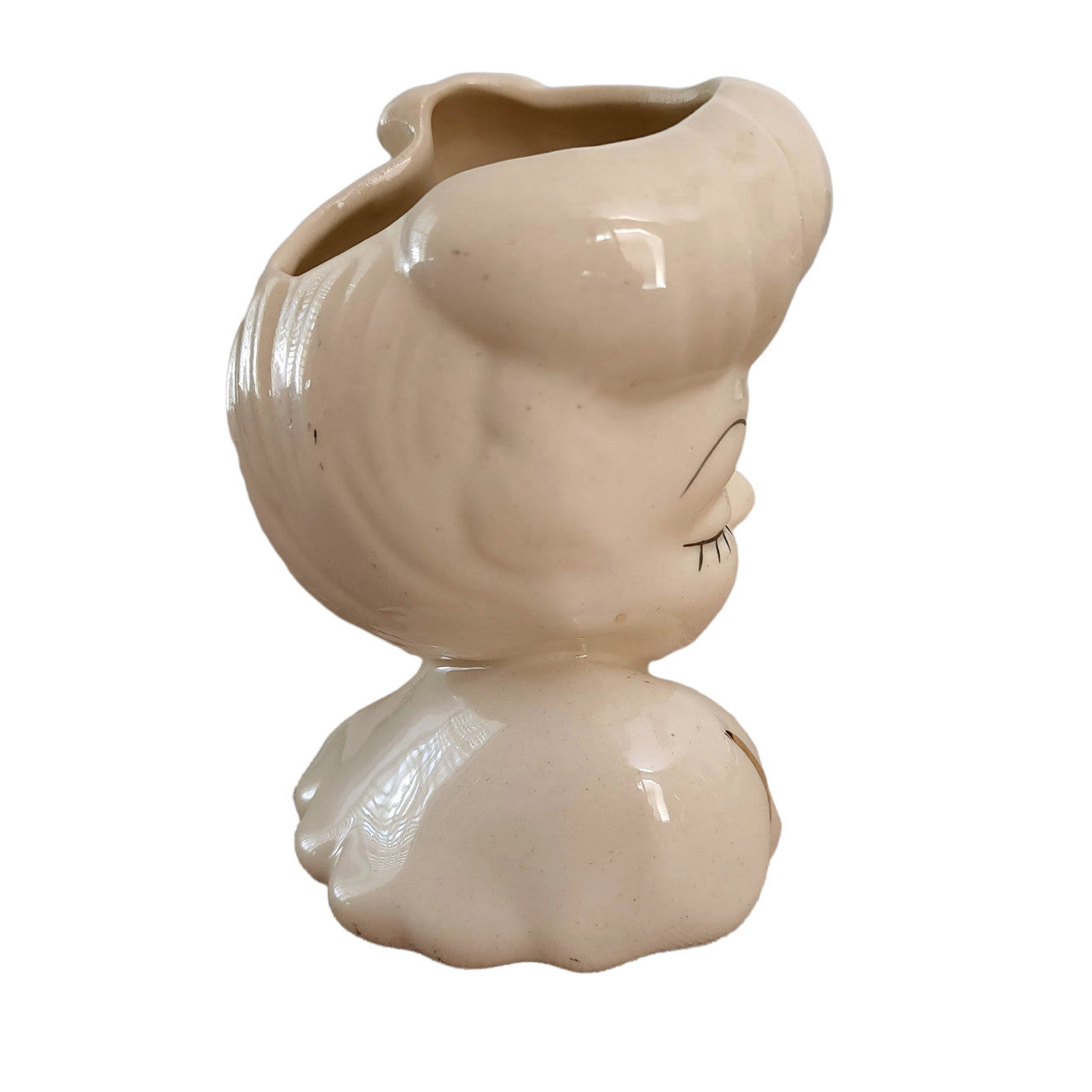 6" American Bisque Glamour Girl Ceramic  Lady Head Vase
