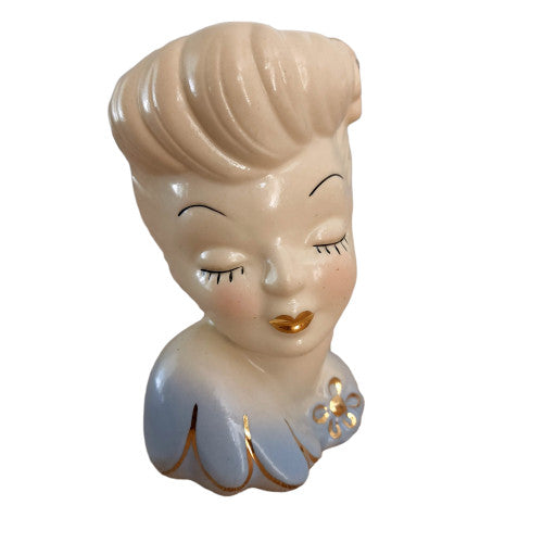6" American Bisque Glamour Girl Colored Head Vase