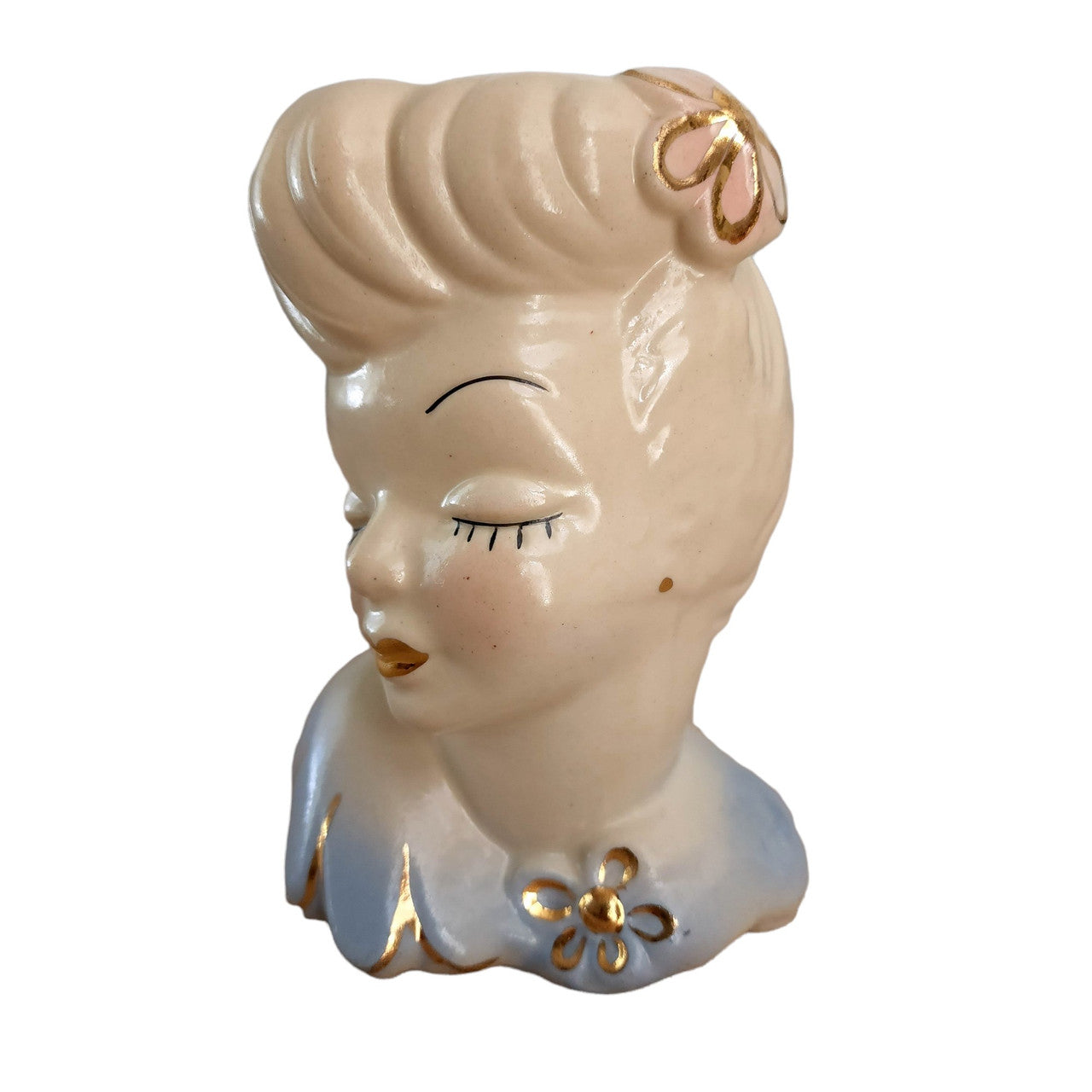 6" American Bisque Glamour Girl Colored Head Vase