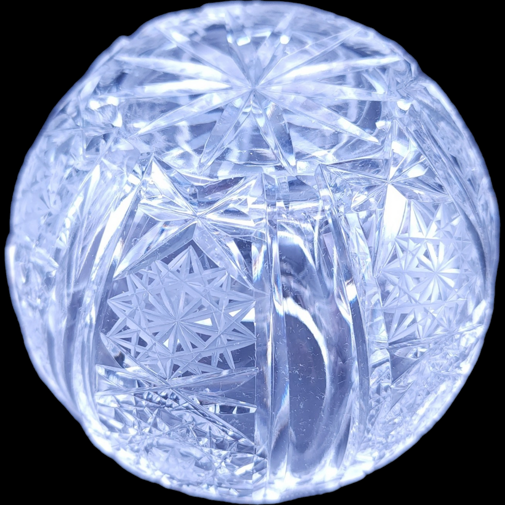 American Brilliant Cut Crystal ABP Clear Hobstar Rose Bowl