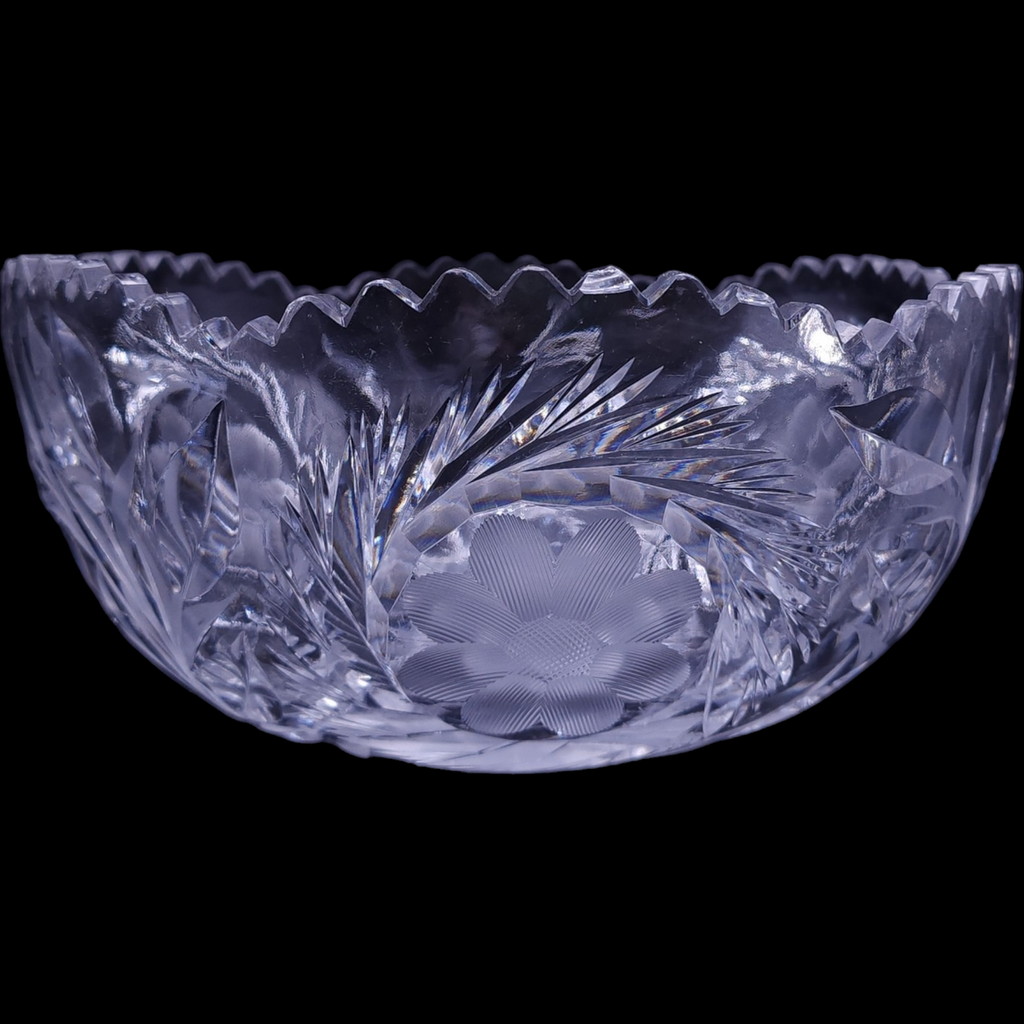 American Brilliant Cut Crystal ABP Sawtooth Clear Bowl
