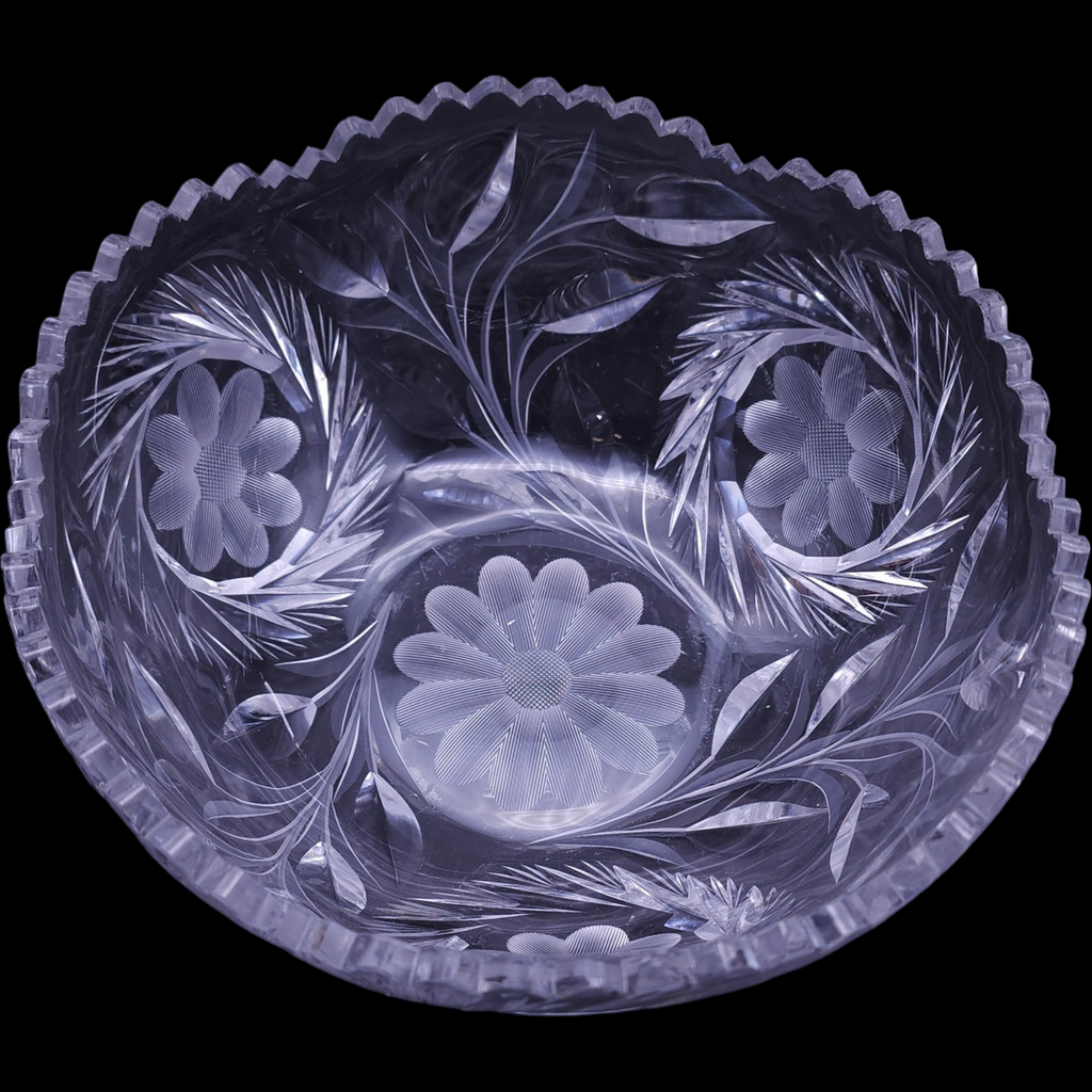 American Brilliant Cut Crystal ABP Sawtooth Clear Bowl