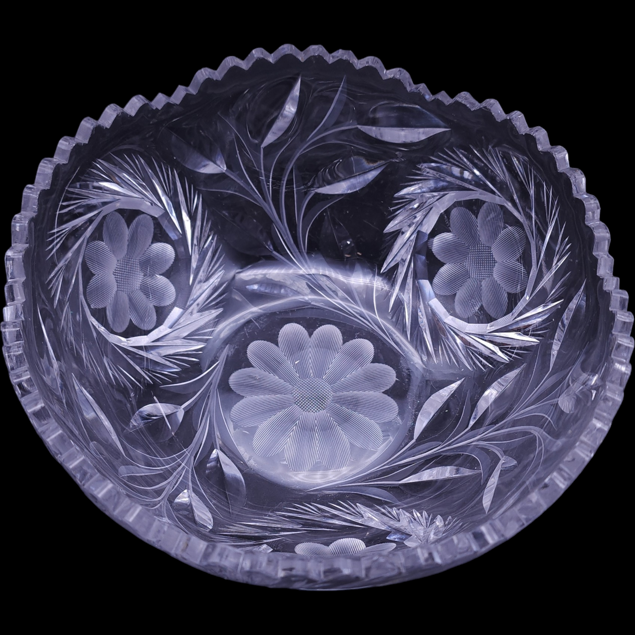 American Brilliant Cut Crystal ABP Sawtooth Clear Bowl