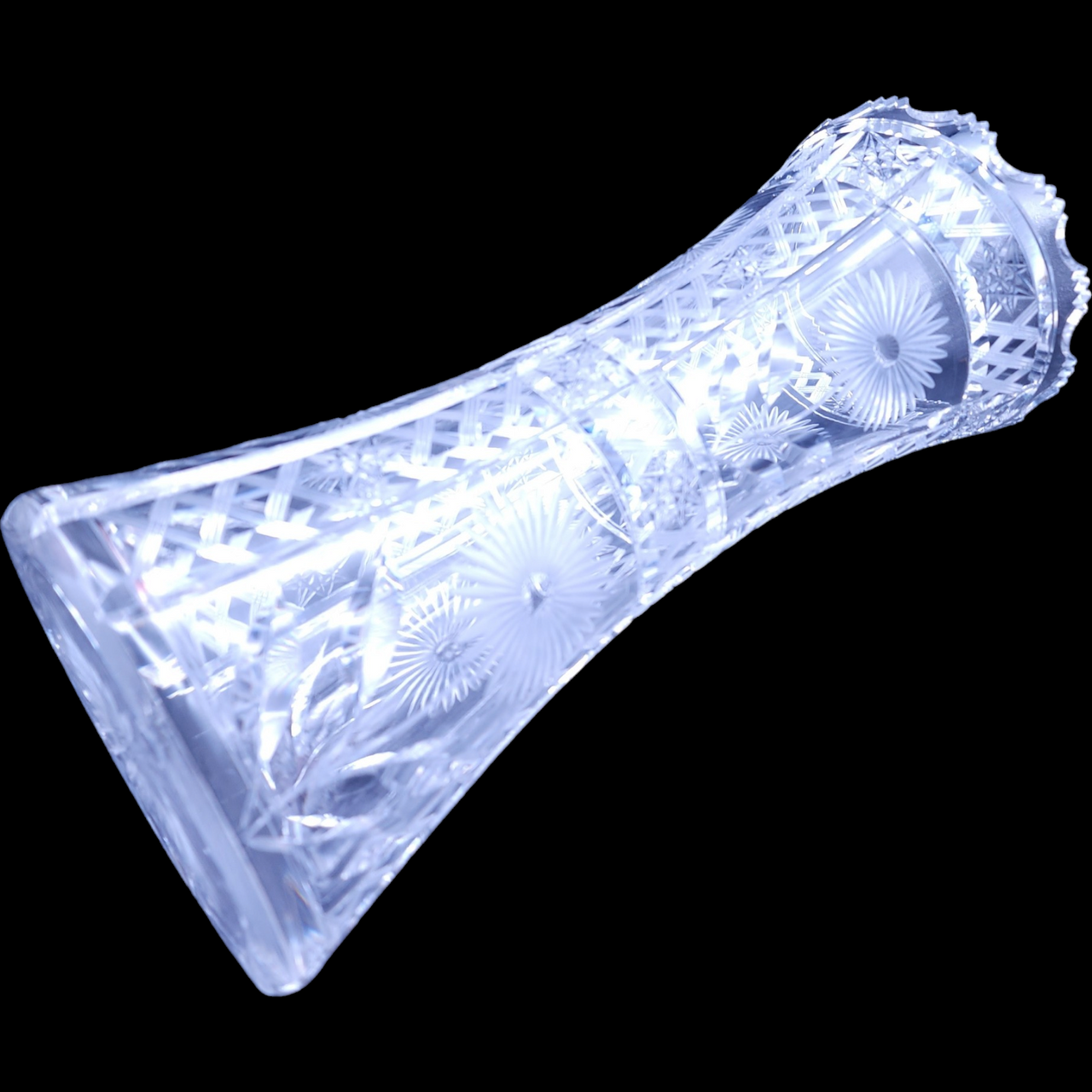 Art Deco American Brilliant Cut Crystal Corset Flower Vase
