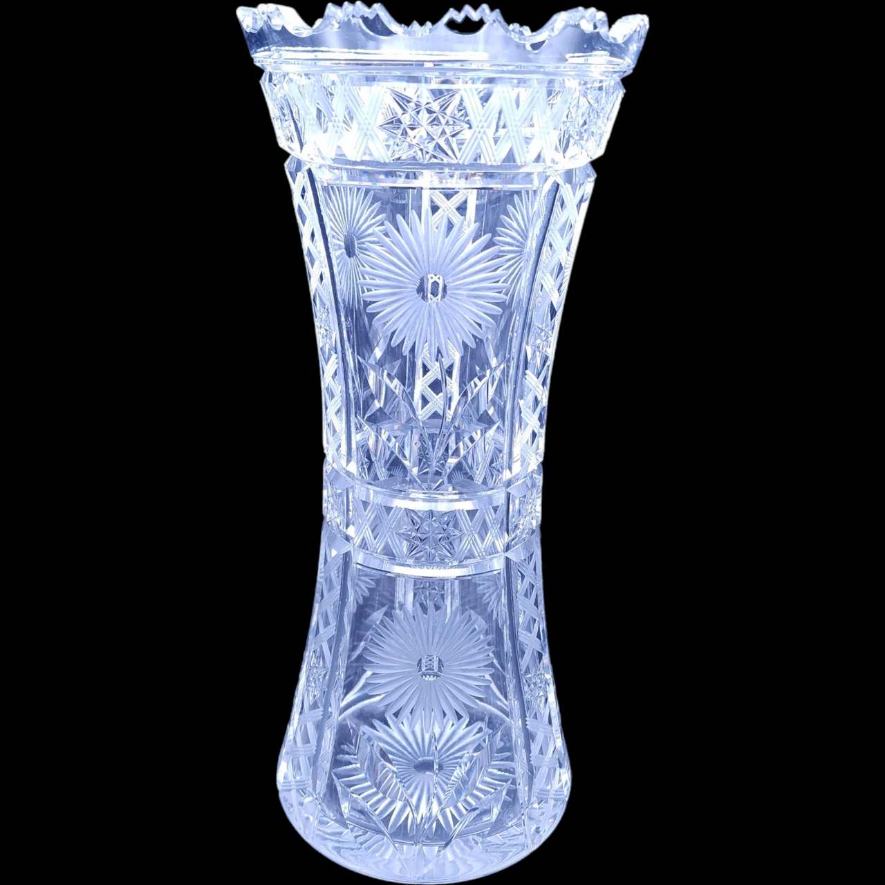 Art Deco American Brilliant Cut Crystal Corset Flower Vase