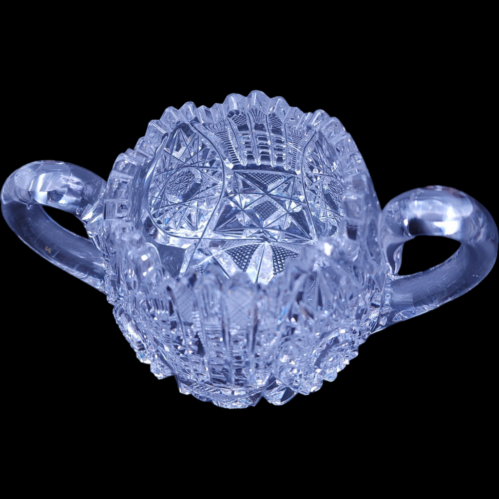 American Brilliant Period Crystal Creamer and Sugar Set