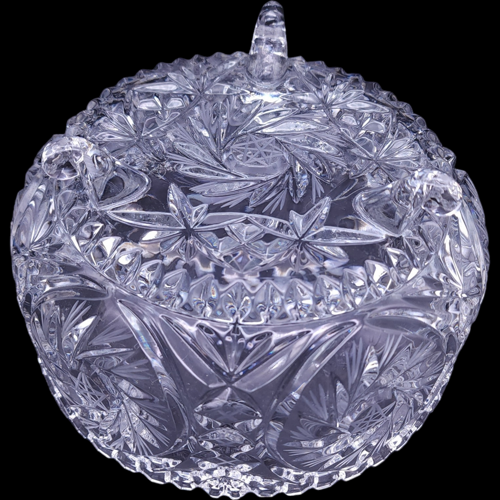American Cut Eleanor Lead Crystal 8" Round 3-Toed Crimped Bowl