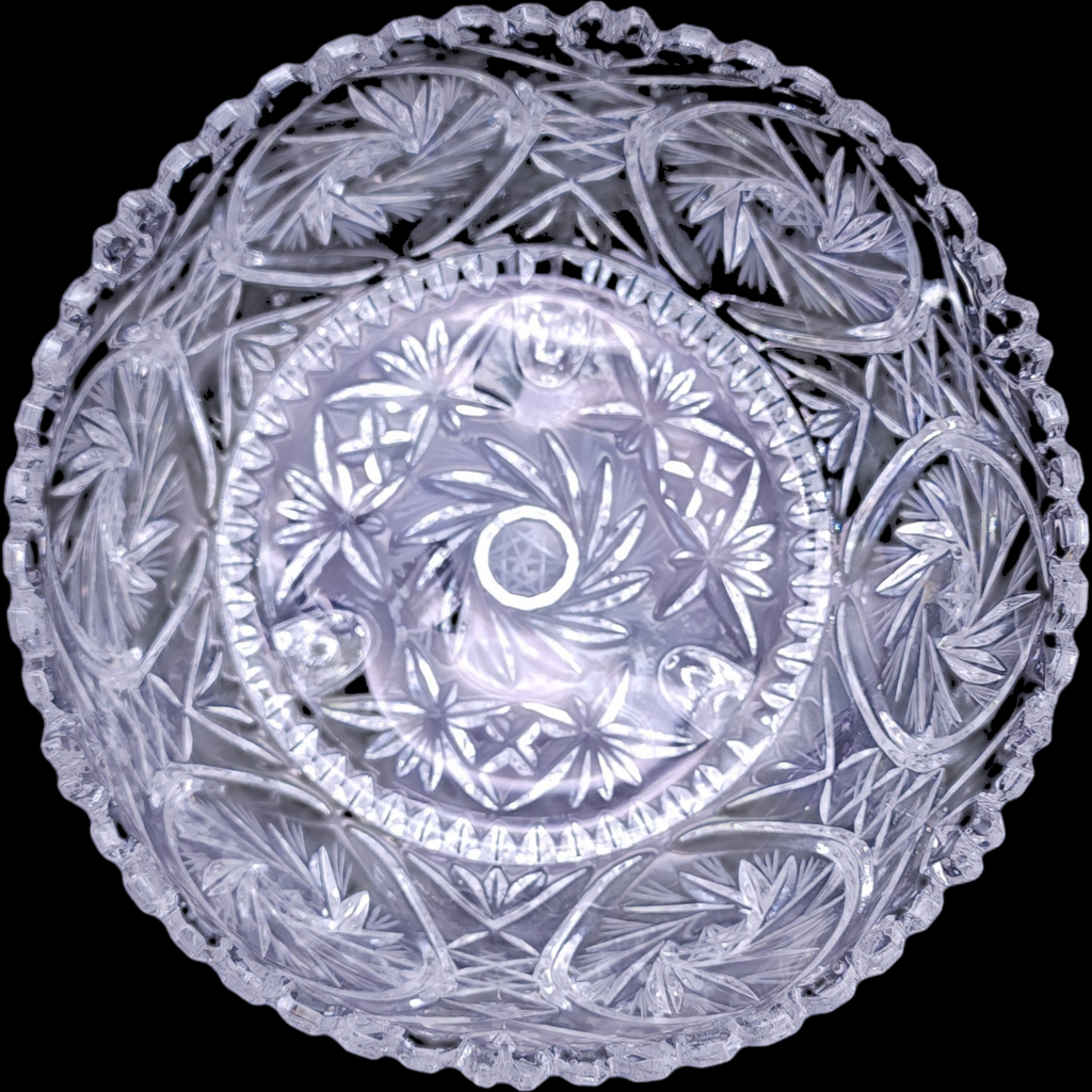 American Cut Eleanor Lead Crystal 8" Round 3-Toed Crimped Bowl