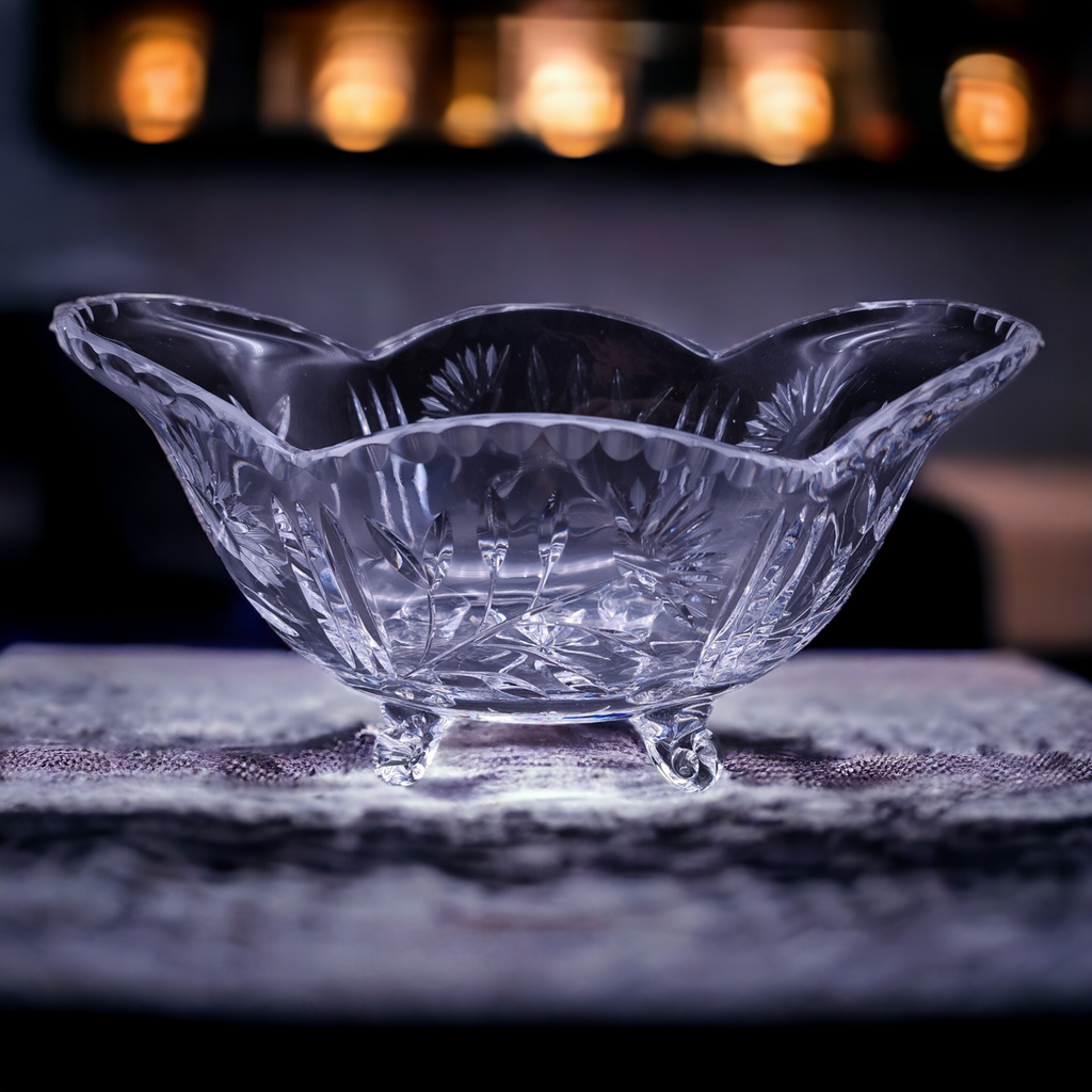 American Cut Lead Crystal Footed Bowl Vase