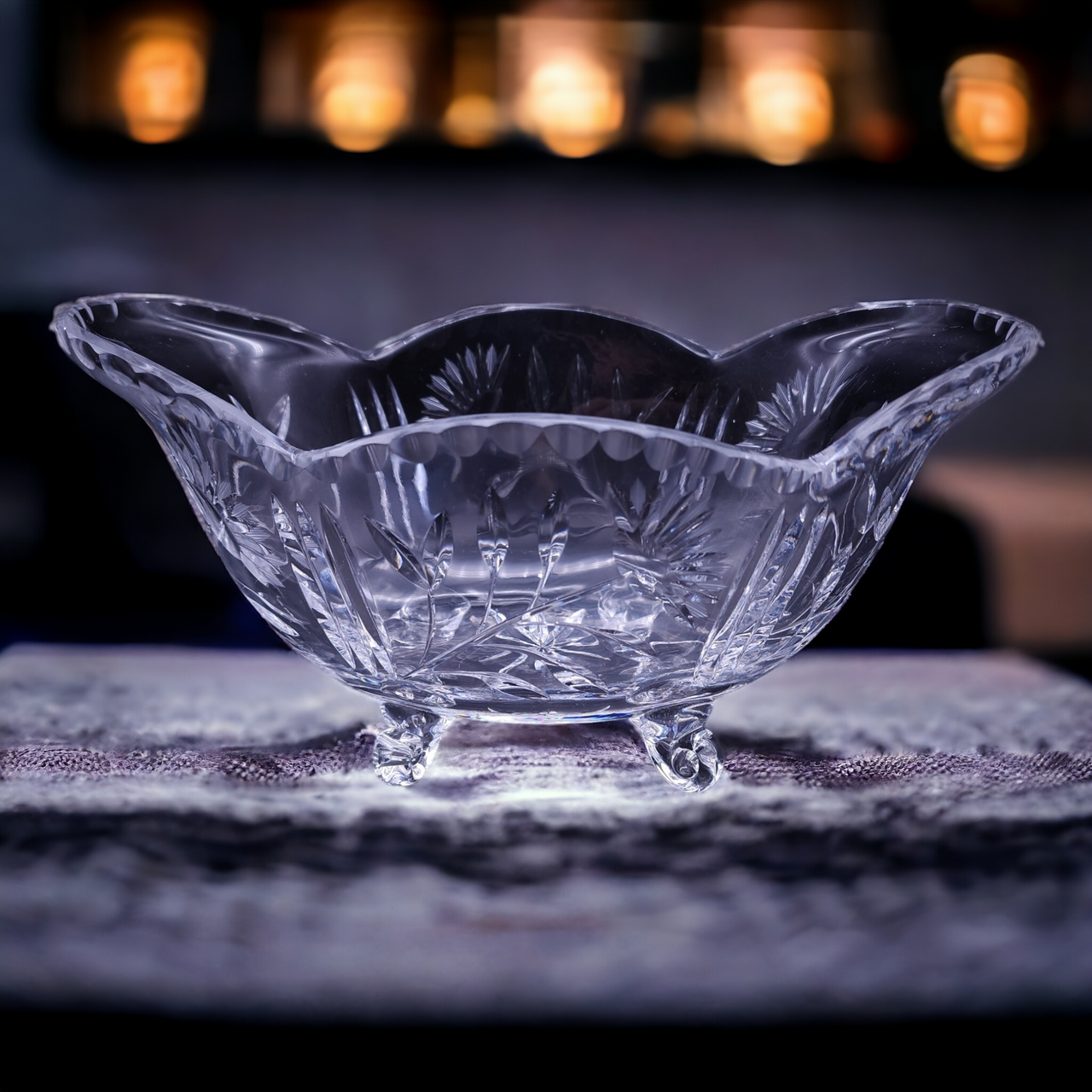 American Cut Lead Crystal Footed Bowl Vase