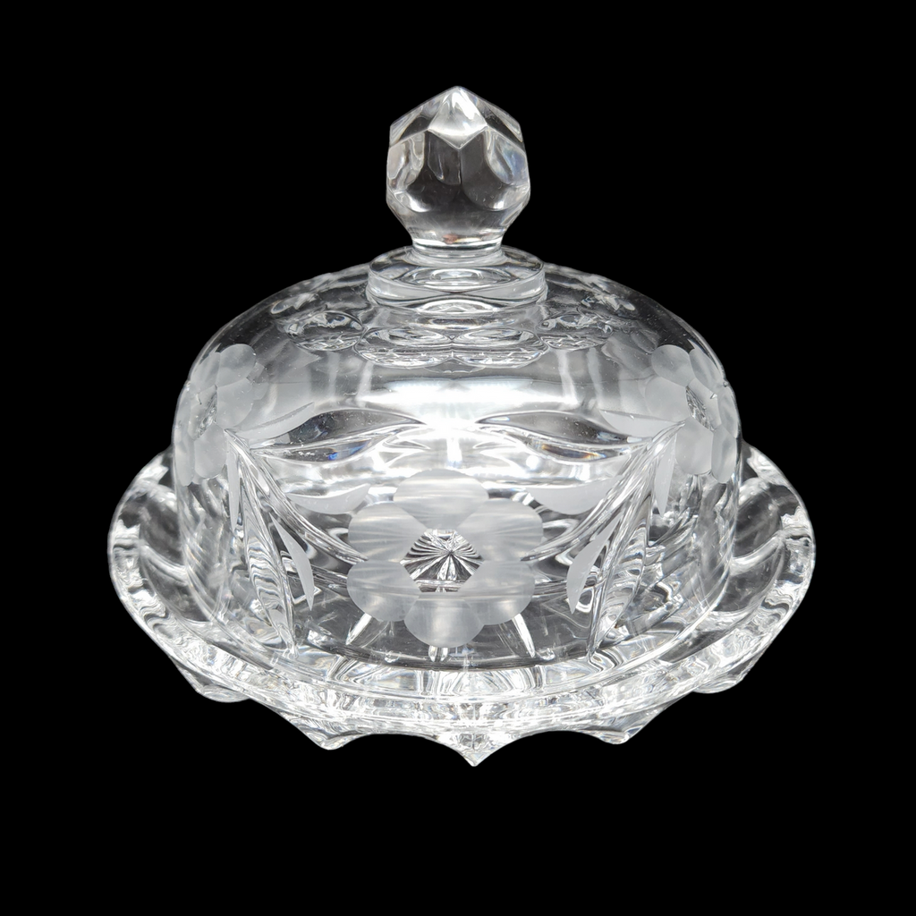 American Cut Lead Crystal Round Covered Butter