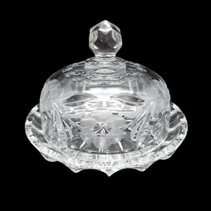 American Cut Lead Crystal Round Covered Butter