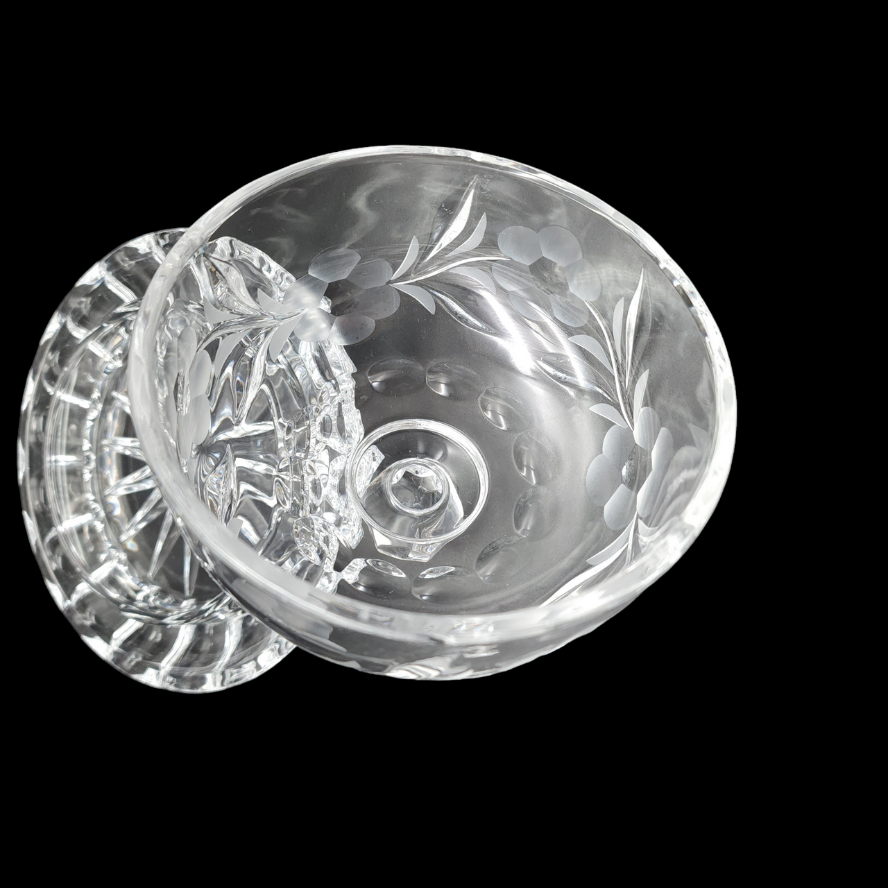American Cut Lead Crystal Round Covered Butter