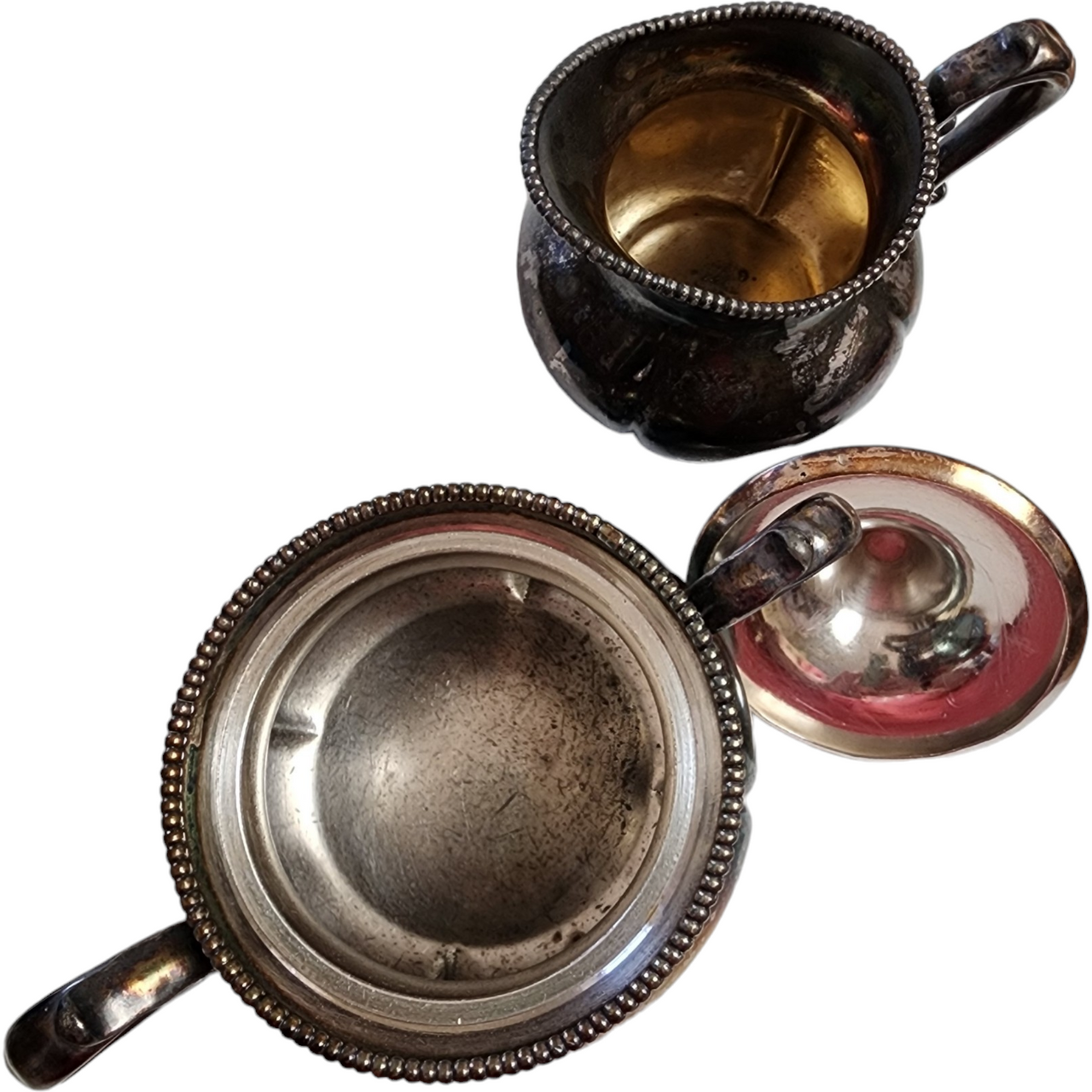 Antique American Silver Plate Co Quadruple Footed Creamer & Sugar Bowl with Lid