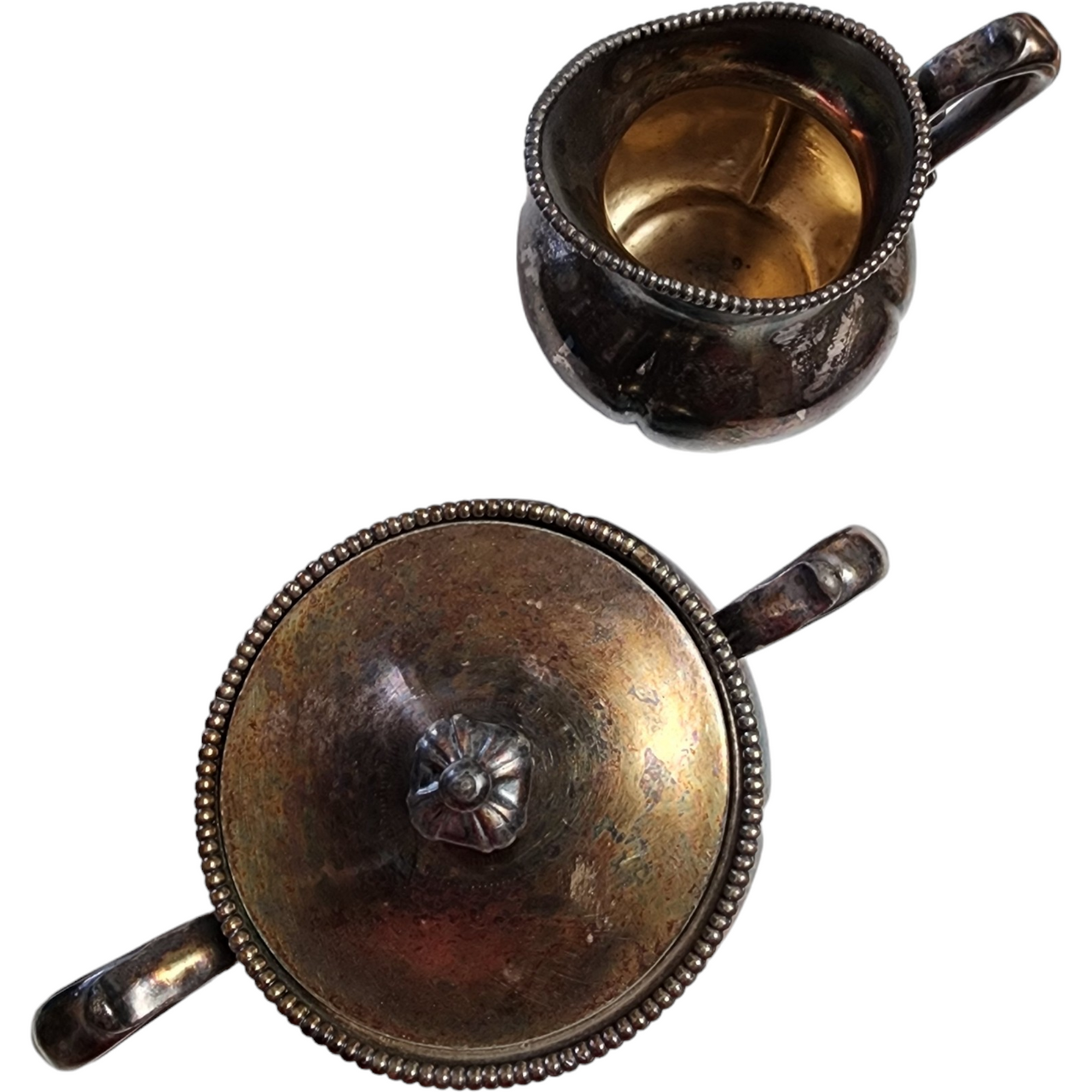 Antique American Silver Plate Co Quadruple Footed Creamer & Sugar Bowl with Lid