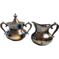 Antique American Silver Plate Co Quadruple Footed Creamer & Sugar Bowl with Lid