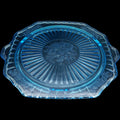 Anchor Hocking Mayfair Blue Open Rose Footed Cake Plate