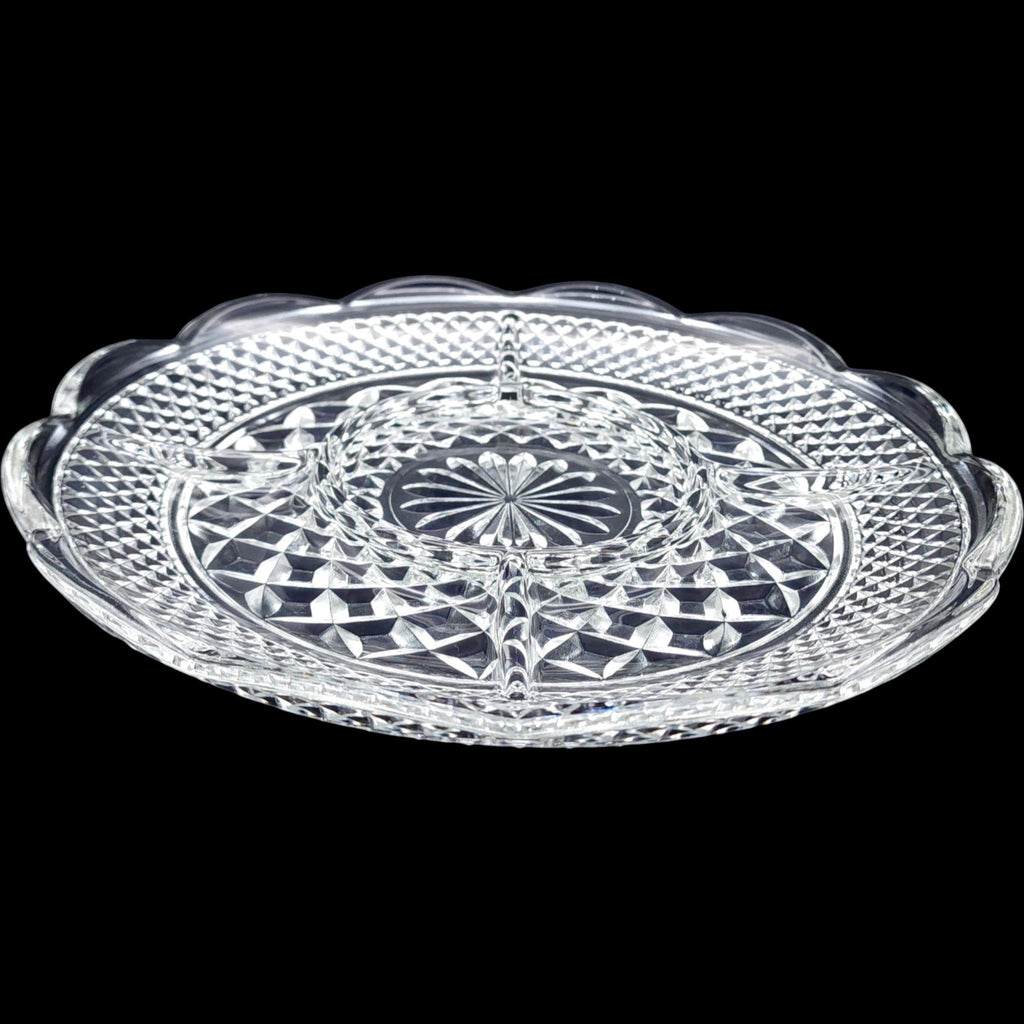 Anchor Hocking Wexford Clear Cut Glass 5 Part Relish Tray 11 Inch