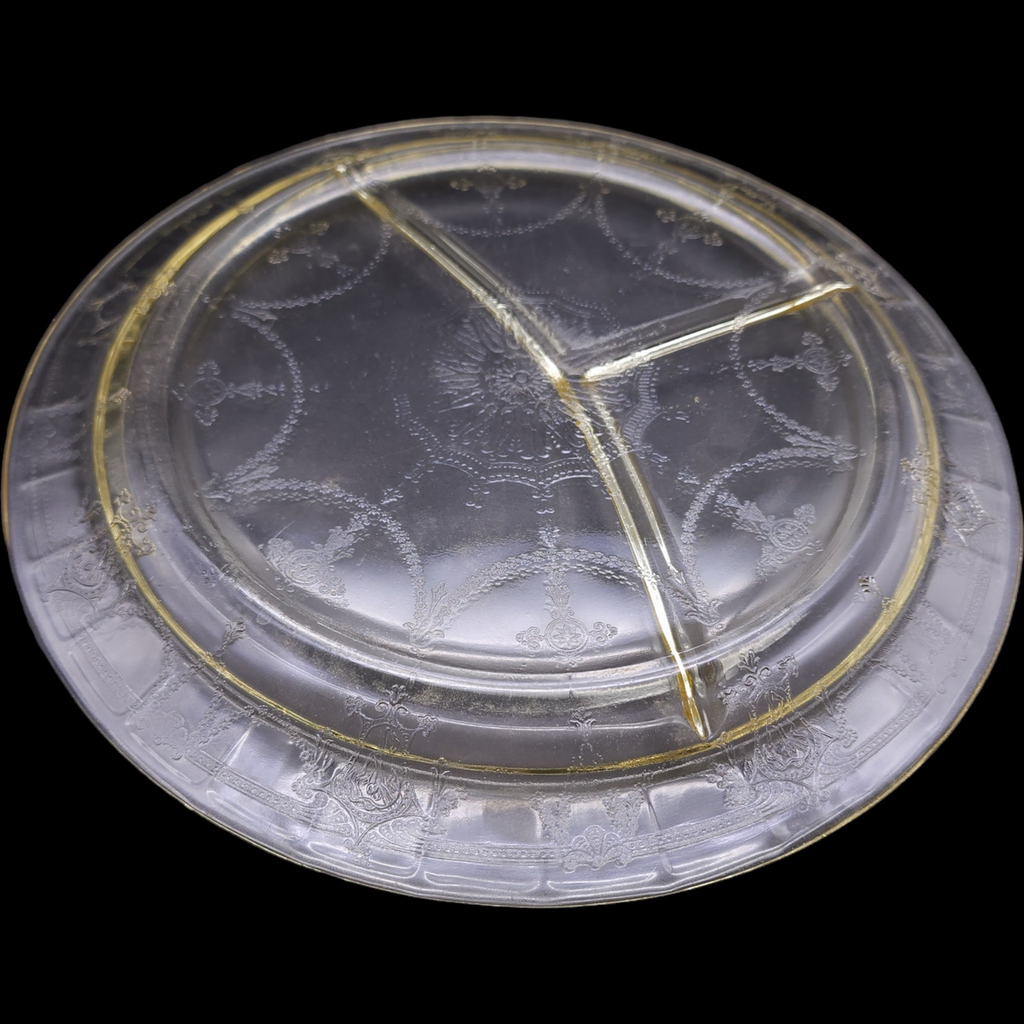 Anchor Hocking Cameo Yellow Utility Ware Pressed Glass Grill Plate