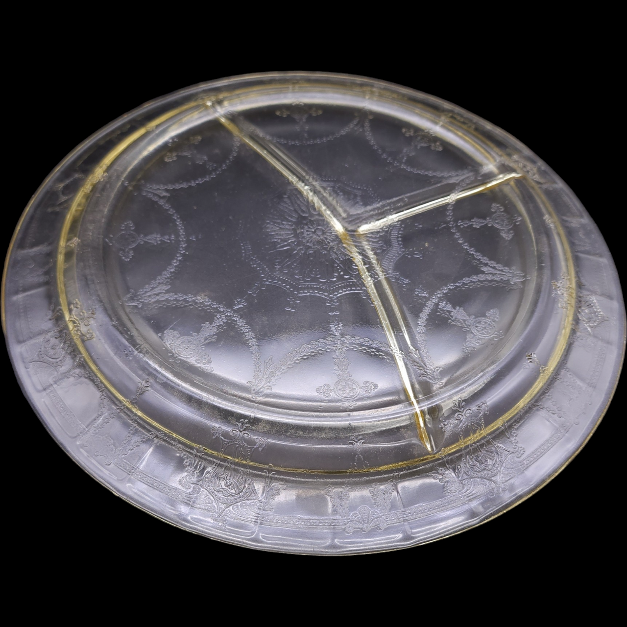 Anchor Hocking Cameo Yellow Utility Ware Pressed Glass Grill Plate