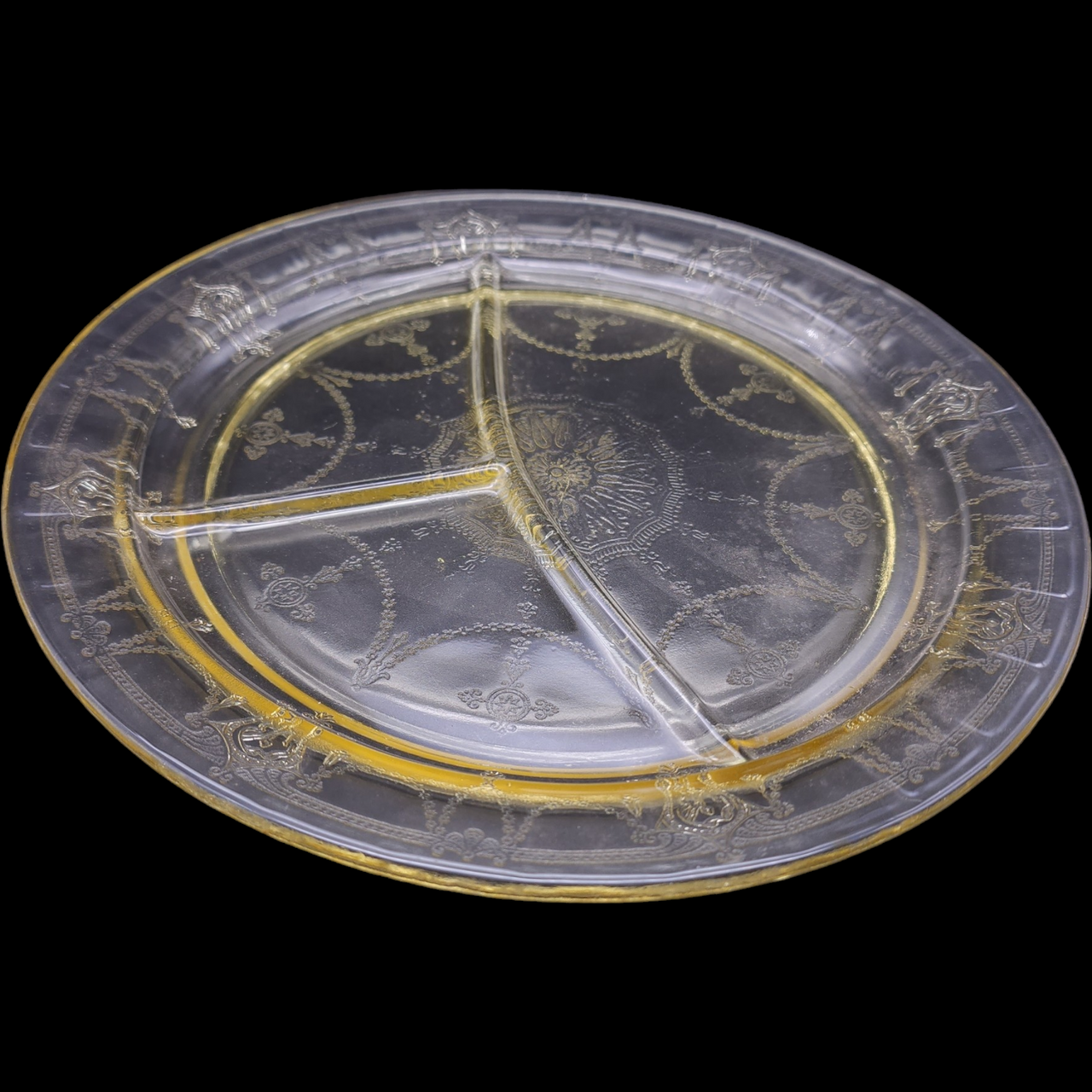 Anchor Hocking Cameo Yellow Utility Ware Pressed Glass Grill Plate