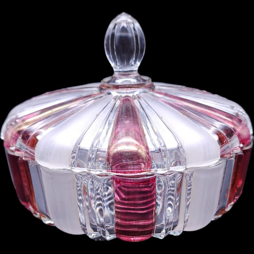 Anchor Hocking Clear Ruby Stain Candy Dish & Lid