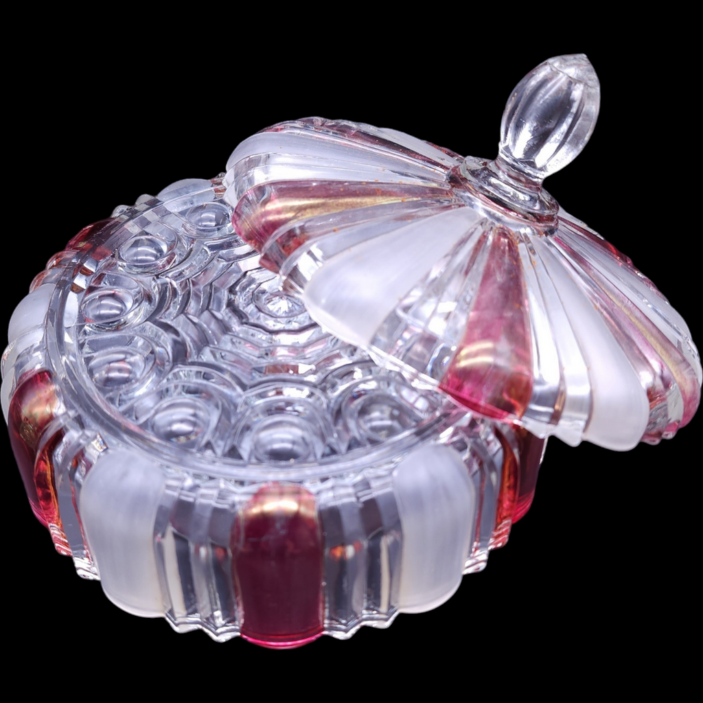 Anchor Hocking Clear Ruby Stain Candy Dish & Lid