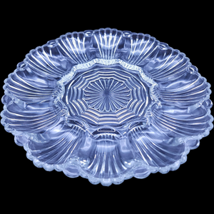 Anchor Hocking Clear Wave Fan Round Egg & Relish Tray