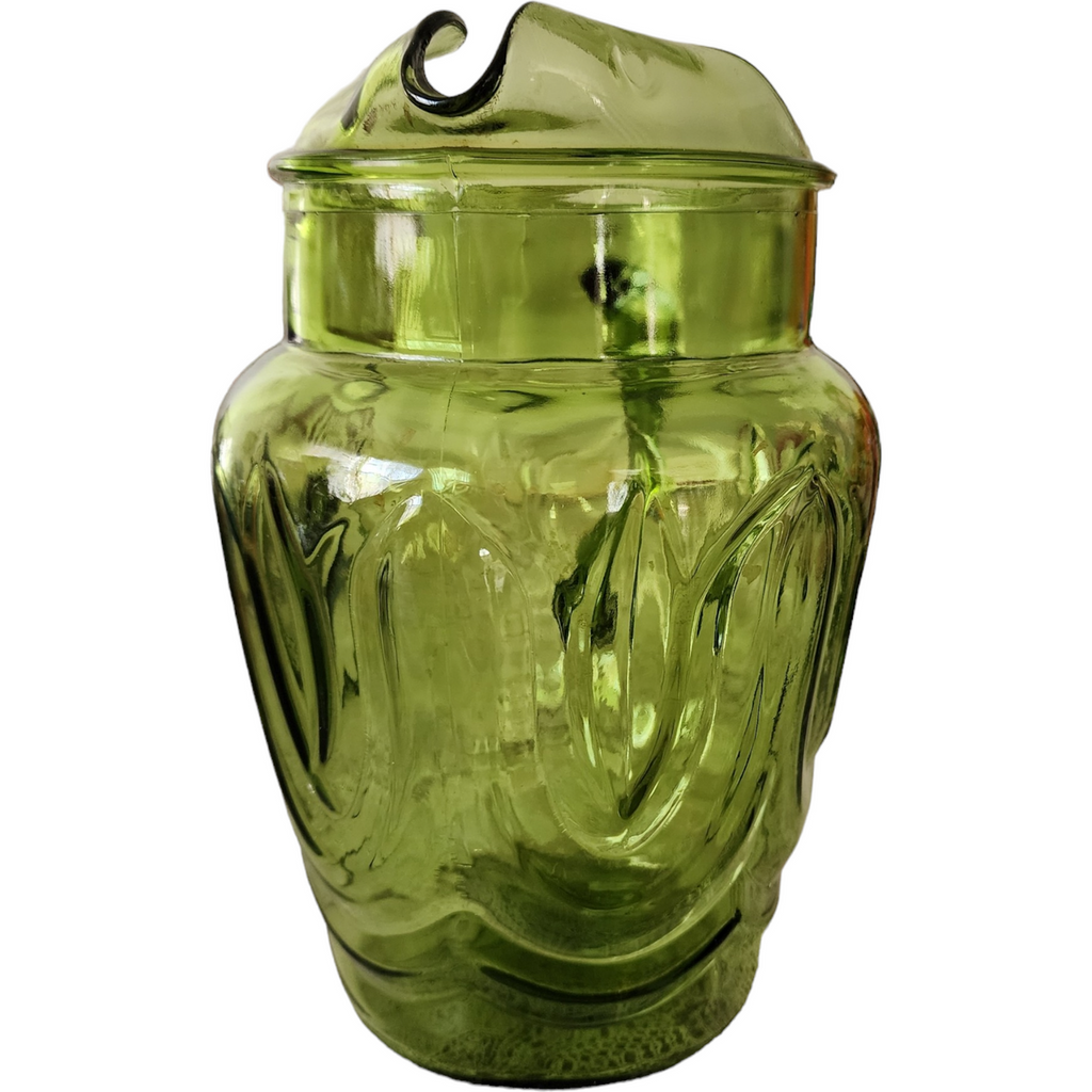 Anchor Hocking  Colonial Tulip Avocado Green 74 Oz Pitcher