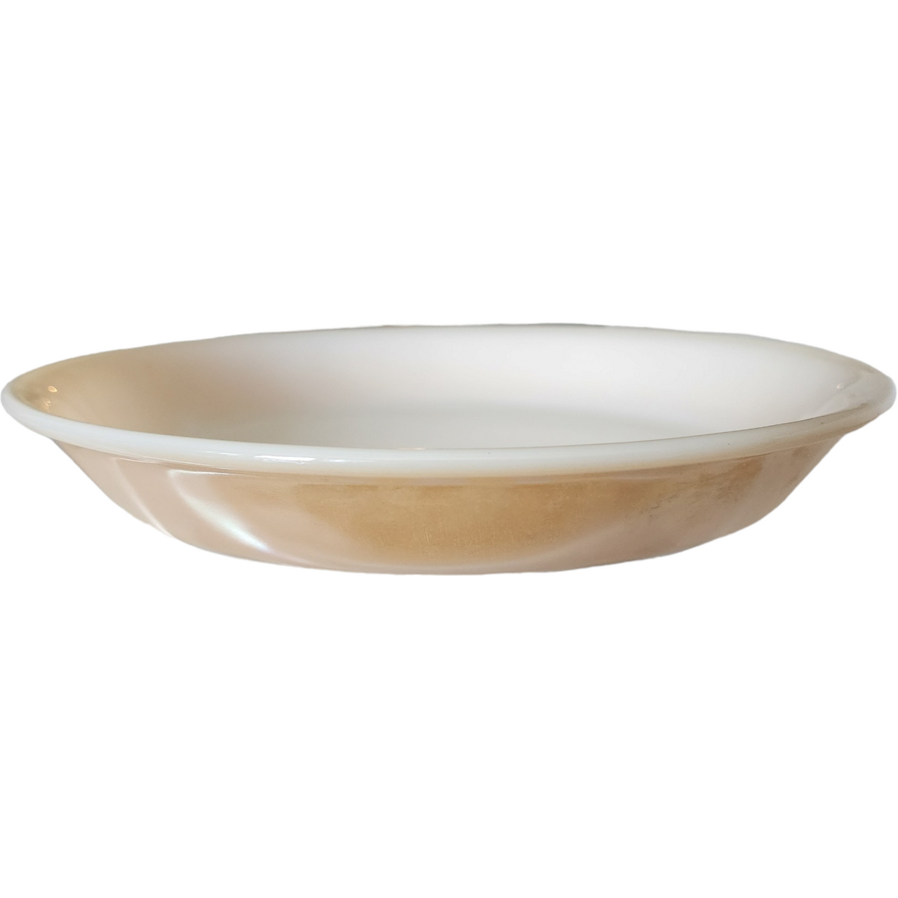 Anchor Hocking Copper Tint Copper Lustre Outside/White Inside Pie Plate