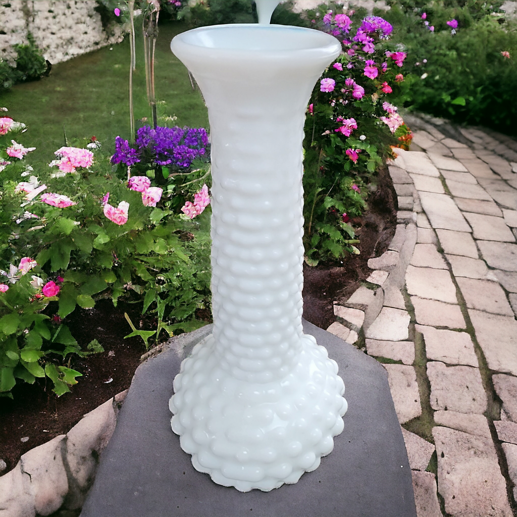 Anchor Hocking Hobnail Milk Glass 7" Bud Vase