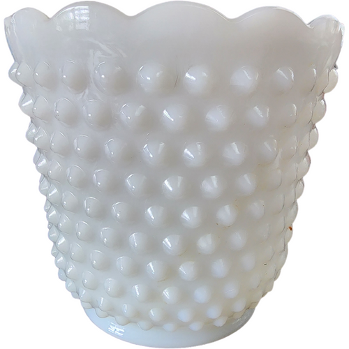 Anchor Hocking Hobnail Milk Glass Medium Footed Straight Jardiniere