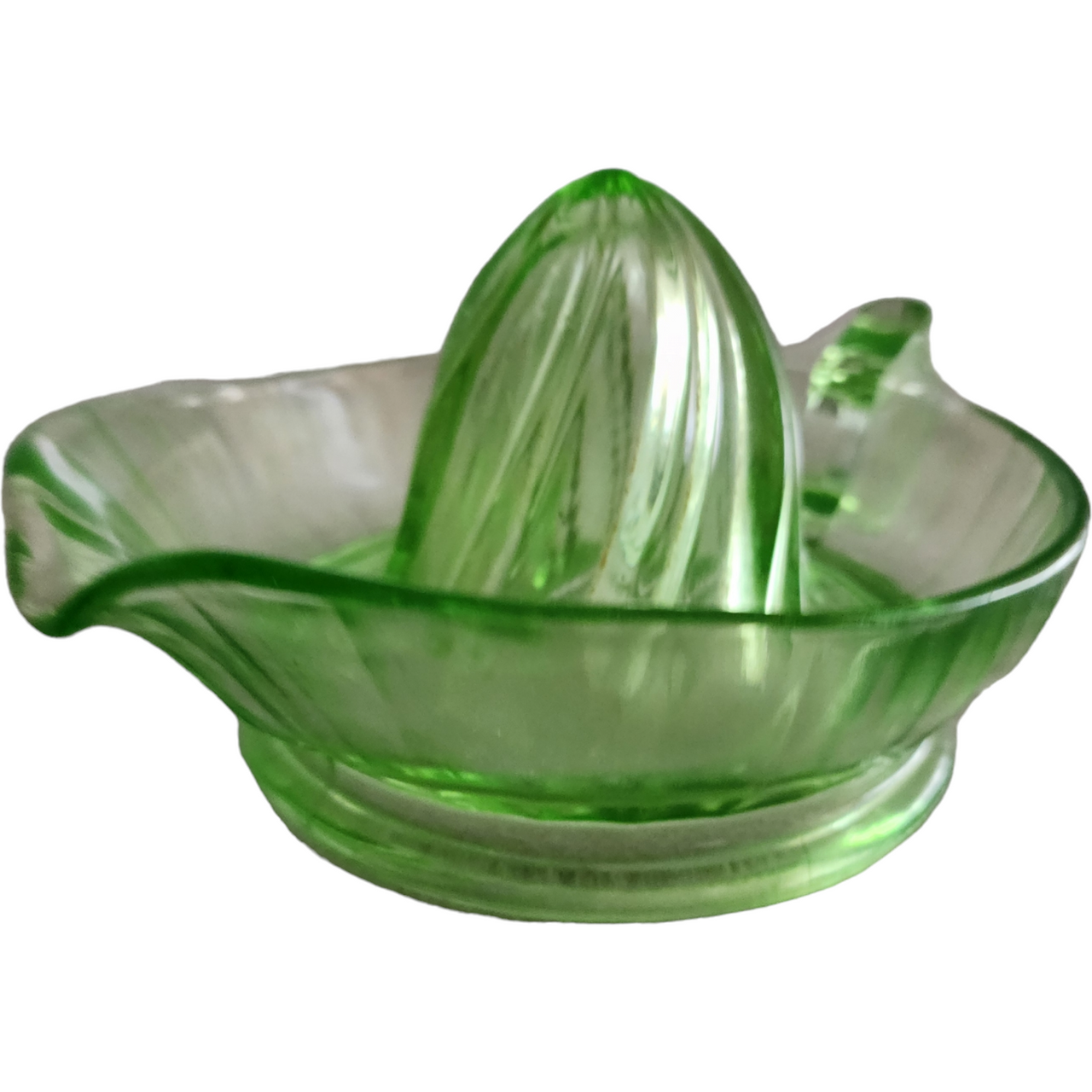 Anchor Hocking Lime Green Vaseline Uranium Glass Juicer Reamer For Oranges