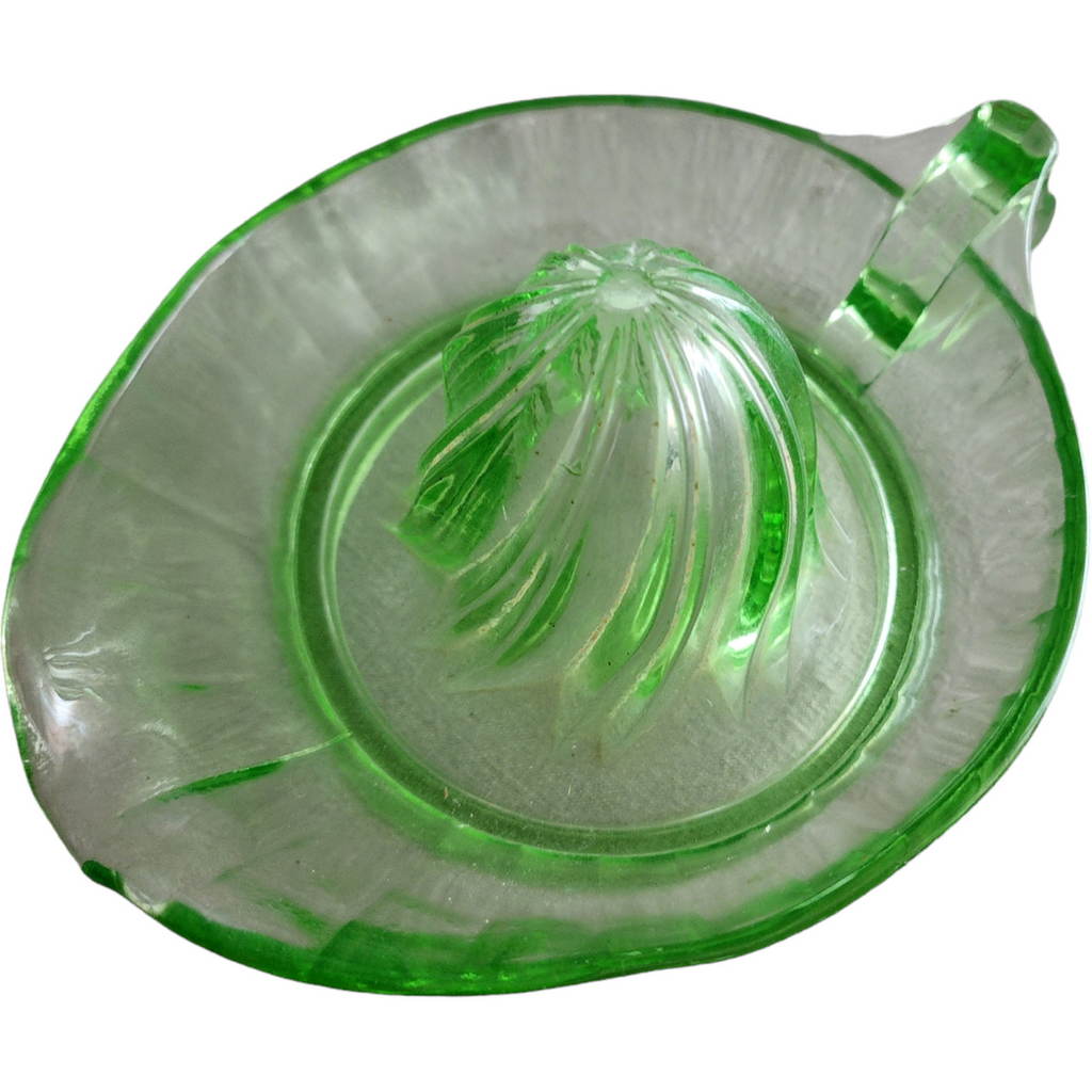 Anchor Hocking Lime Green Vaseline Uranium Glass Juicer Reamer For Oranges