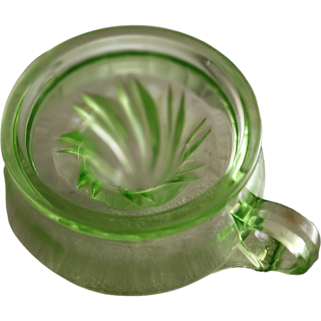 Anchor Hocking Lime Green Vaseline Uranium Glass Juicer Reamer For Oranges