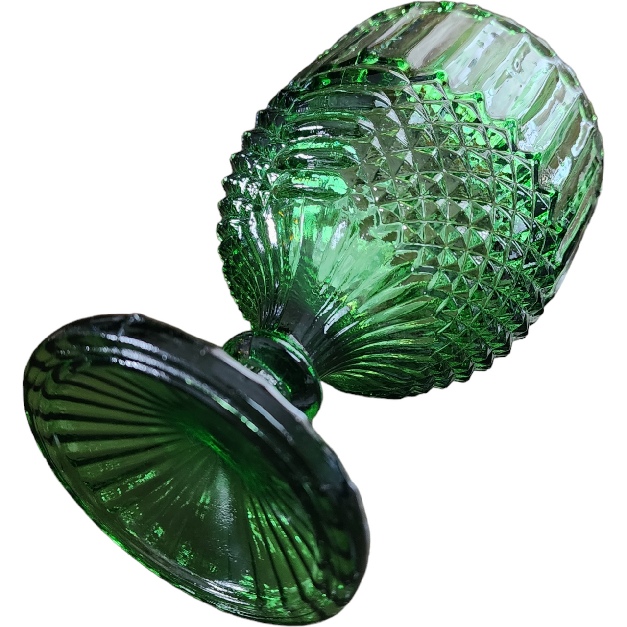 Anchor Hocking Panels Criss-Cross, Wintergreen Chalice Glass Goblet