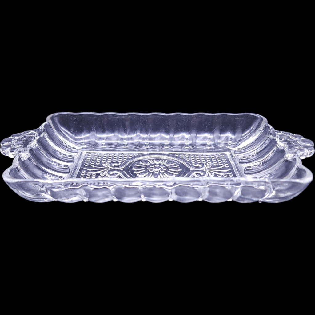 Anchor Hocking Pressed Dots Clear Rectangular Relish Dish