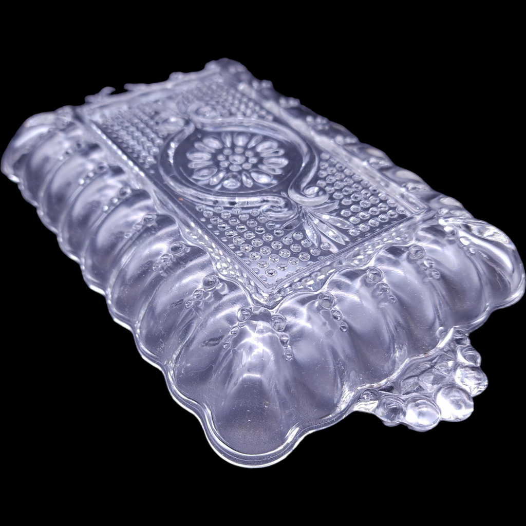 Anchor Hocking Pressed Dots Clear Rectangular Relish Dish